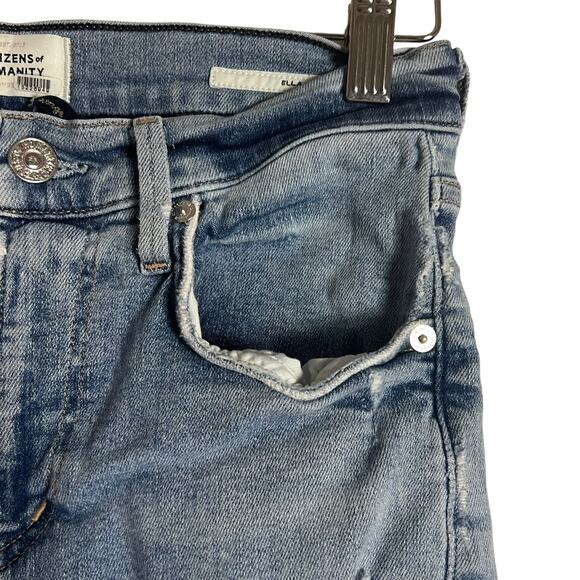 Citizens of Humanity Ella Mid Rise Slim Crop Distressed Denim Blue Jeans Size 25 - Picture 11 of 16